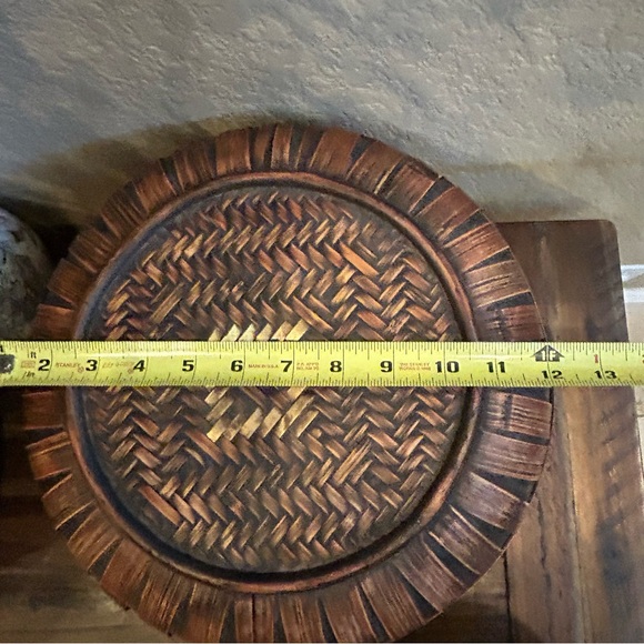 Vintage‎ Bamboo Woven Round Basket with Diamond-Weave Attached Lid Black Lining - Picture 15 of 16